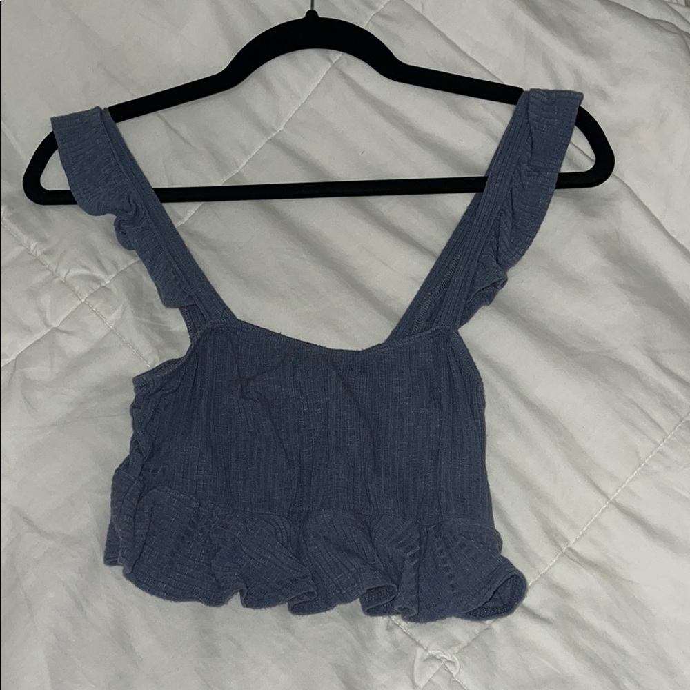 Blue Ruffled Women's Top